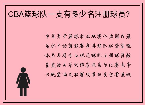 CBA篮球队一支有多少名注册球员？